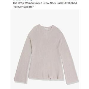 The Drop Women's Alice Crew-Neck Back-Slit Ribbed Pullover Sweater  S